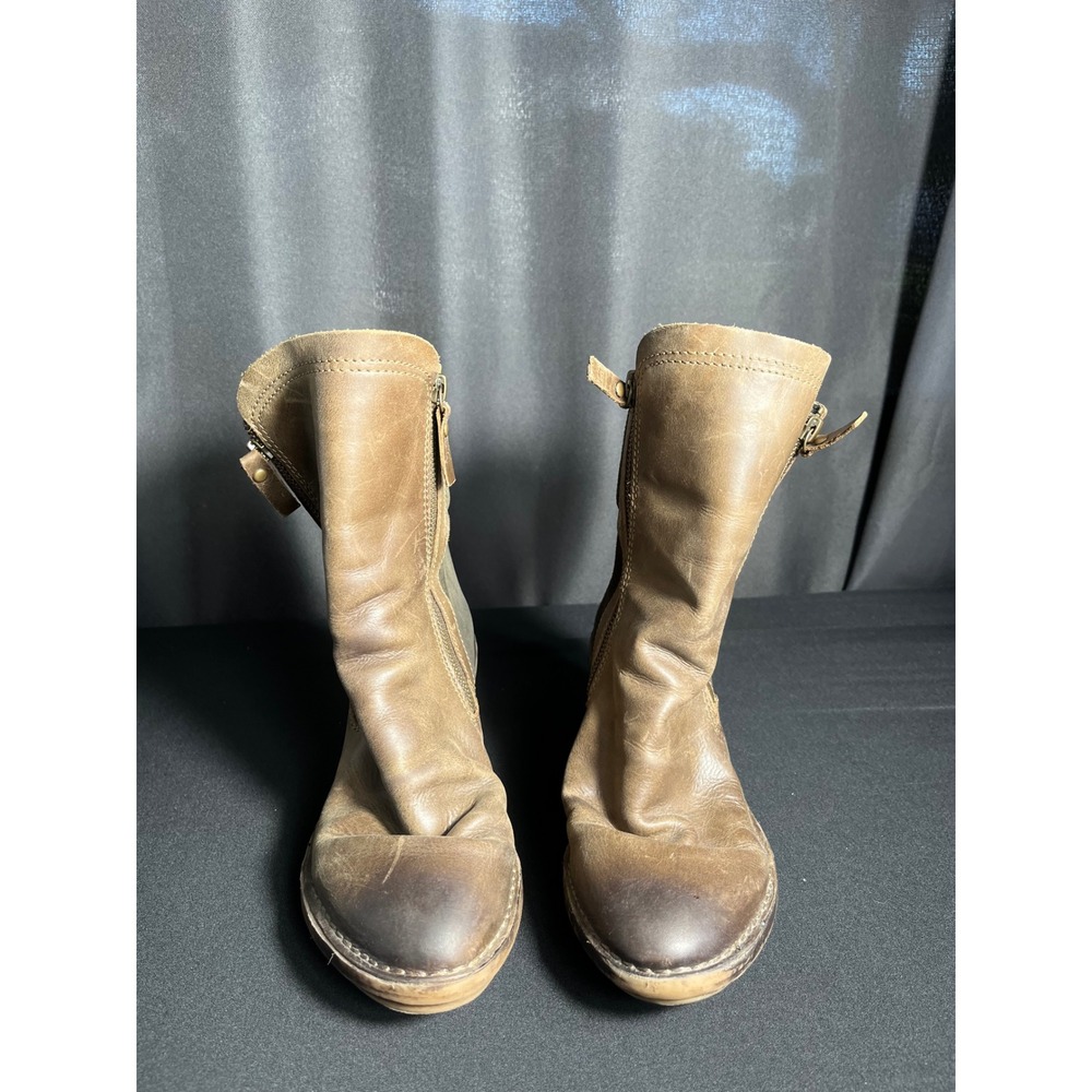 FLY London Women's EU 38 Brown Leather Suede Zip Ankle Boots Distressed